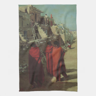 Vintage Native American, Hopi Pueblo by Louis Akin Tea Towel