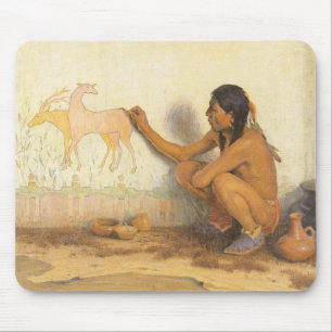 Vintage Native American, Indian Artist by Couse Mouse Mat