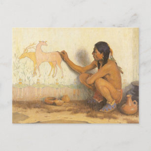 Vintage Native American, Indian Artist by Couse Postcard