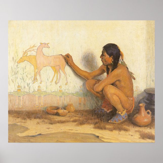 Vintage Native American, Indian Artist by Couse Poster (Front)