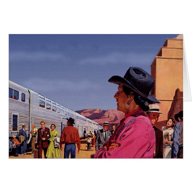 Vintage Native American Indian at a Train Station (Front Horizontal)