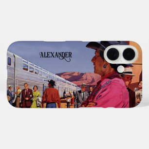 Vintage Native American Indian at a Train Station iPhone 16 Case