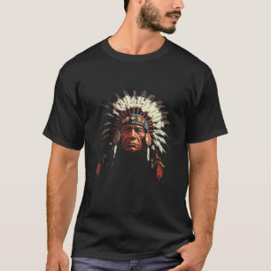 Vintage Native American Indian Headdress Retro Men T-Shirt