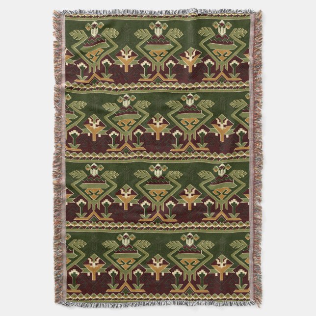 Vintage Native American Indian Southwest Pattern Throw Blanket (Front Vertical)