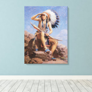 Vintage Native American Indian, The Scout by Leigh Canvas Print