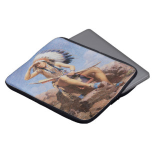 Vintage Native American Indian, The Scout by Leigh Laptop Sleeve