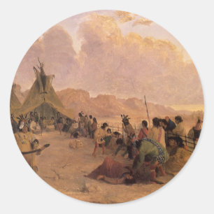 Vintage Native American, Medicine Dance by Eastman Classic Round Sticker