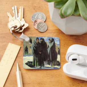 Vintage Native American, Taos Girls by Walter Ufer Key Ring