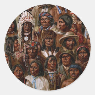 Vintage Native American tribes and peoples picture Classic Round Sticker