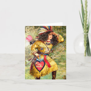 Vintage Native American Valentine Holiday Card