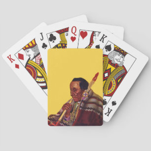 Vintage Native American Warrior Peace Pipe Playing Cards