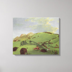 Vintage Native Americans, Buffalo Chase by Catlin Canvas Print