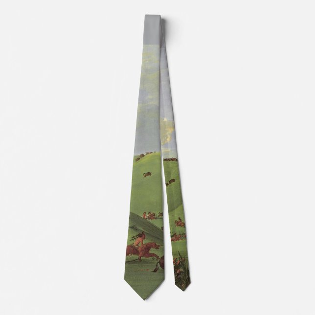 Vintage Native Americans, Buffalo Chase by Catlin Tie (Front)