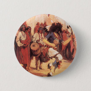 Vintage Native Americans, Buffalo Dance by Cassidy 6 Cm Round Badge