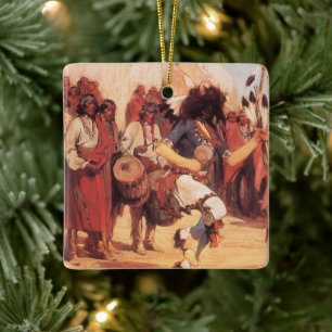 Vintage Native Americans, Buffalo Dance by Cassidy Ceramic Ornament