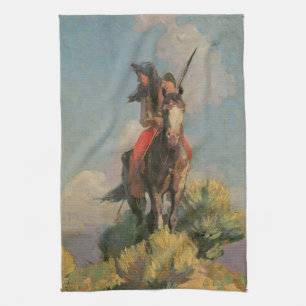 Vintage Native Americans, Crow Outlier by Dunton Tea Towel