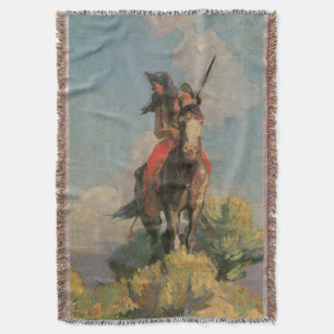 Vintage Native Americans, Crow Outlier by Dunton Throw Blanket