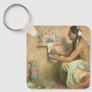 Vintage Native Americans, Hopi Katchina by Couse Key Ring