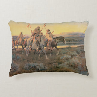 Vintage Native Americans, Piegans by CM Russell Decorative Cushion