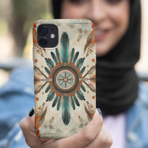 Vintage Native Feather Retro Dream Catcher Pattern iPhone 15 Pro Case