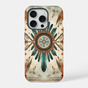 Vintage Native Feather Retro Dream Catcher Pattern iPhone 15 Pro Case
