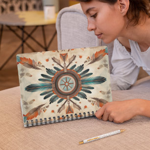 Vintage Native Feather Retro Dream Catcher Pattern Notebook