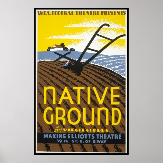 Vintage Native Ground WPA Farming Poster (Front)