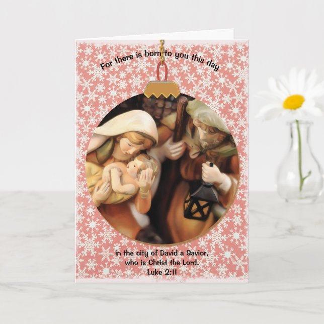 Vintage Nativity Bible Verse Christmas Holiday Art Card (Small Plant)