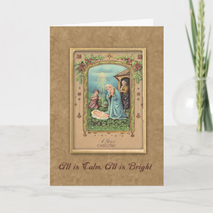 Vintage Nativity Christmas Greeting Holiday Card