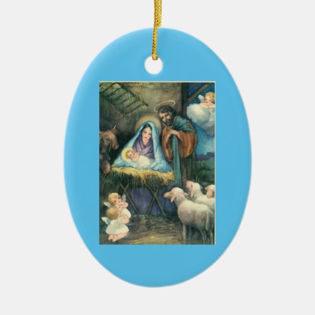 Vintage Nativity Ornament With Poem (Front)