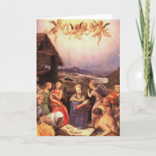 Vintage Nativity Painting Holiday Card