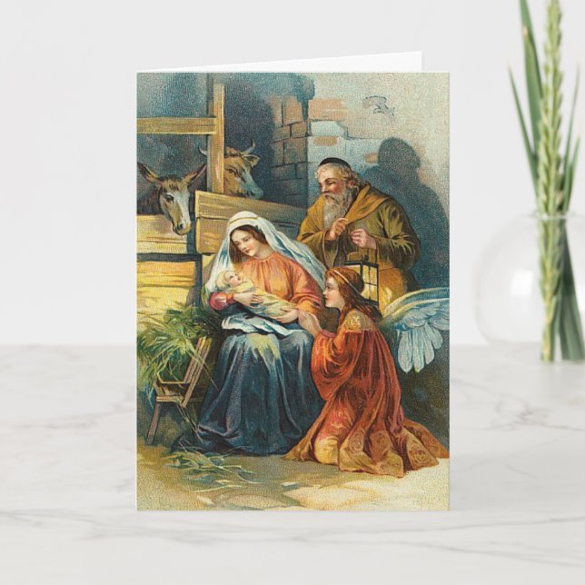 Vintage Nativity Scene Christmas Card (Front)