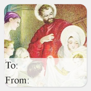Vintage Nativity Scene Christmas Gift Tag