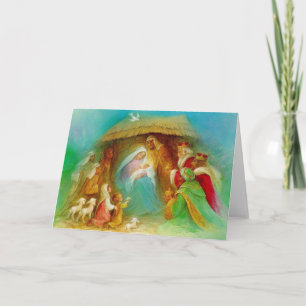 Vintage Nativity Scene Holiday Card