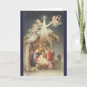 Vintage Nativity Scene Holiday Card