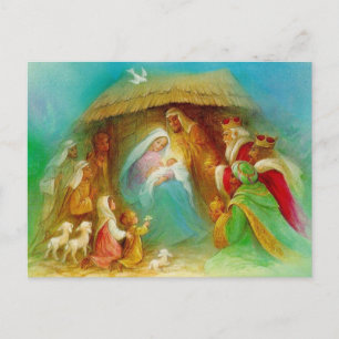 Vintage Nativity Scene Postcard