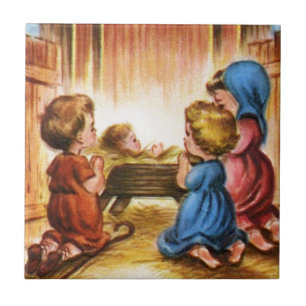 Vintage Nativity Scene Tile