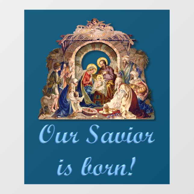 Vintage Nativity Window Cling (Sheet)