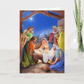 Vintage nativity x-mas holiday card