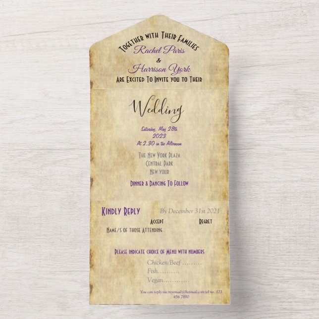 Vintage Natural 20s Wedding Invitation (Inside)