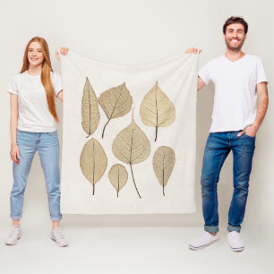 Vintage Naturalist Botanical Drawing Leaves 1858 Fleece Blanket