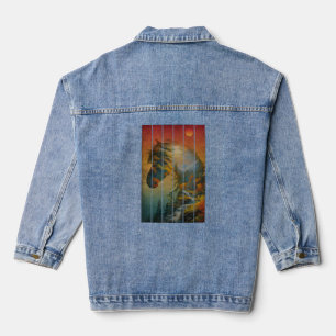 Vintage Nature Horse Landscape Scenery Denim Jacket