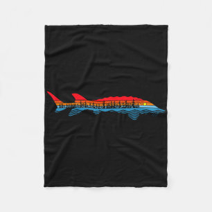 Vintage Nature Outdoor Fishing - Fisher Sturgeon F Fleece Blanket
