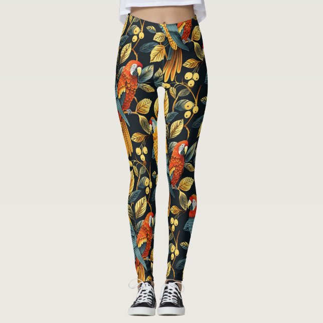 Vintage Nature Parrot Leggings (Front)