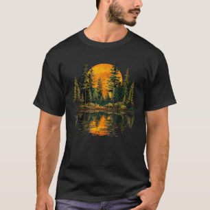 Vintage Nature Reflection Forest Trees Outdoor T-Shirt
