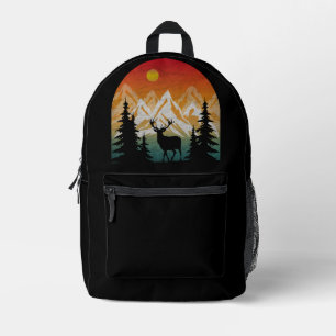 Vintage Nature Reindeer Printed Backpack