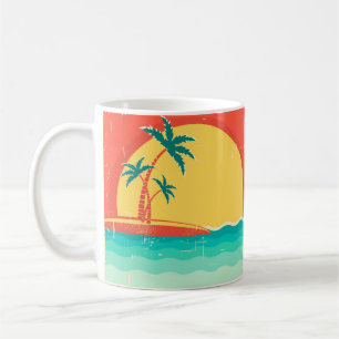 Vintage nature tropical seascape background with i coffee mug