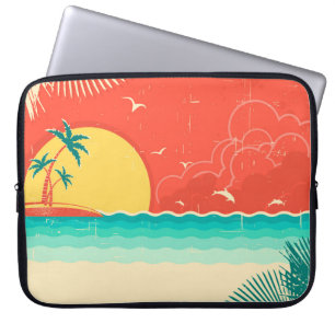 Vintage nature tropical seascape background with i laptop sleeve