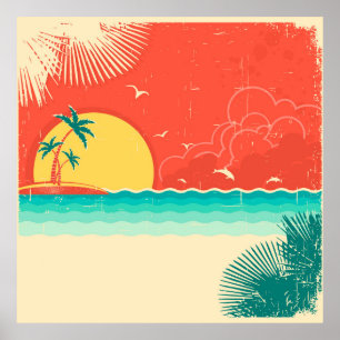 Vintage nature tropical seascape background with i poster