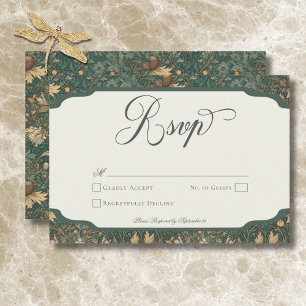 Vintage Nature William Morris Elegant Wedding RSVP Card